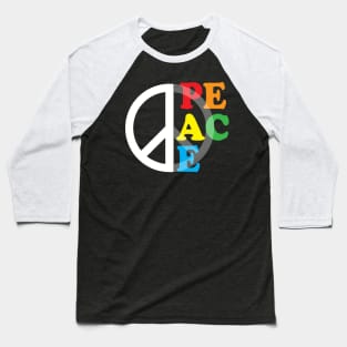 Colorful Minimalist Peace Sign Baseball T-Shirt